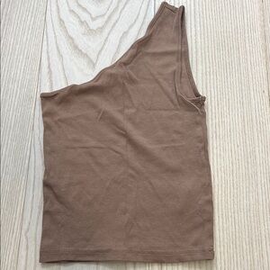 One Shoulder Madewell Brown Tank Top